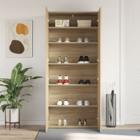 Produktbild för Skoskåp med hylla Brun 80 x 35.5 x 180 cm Konstruerat trä