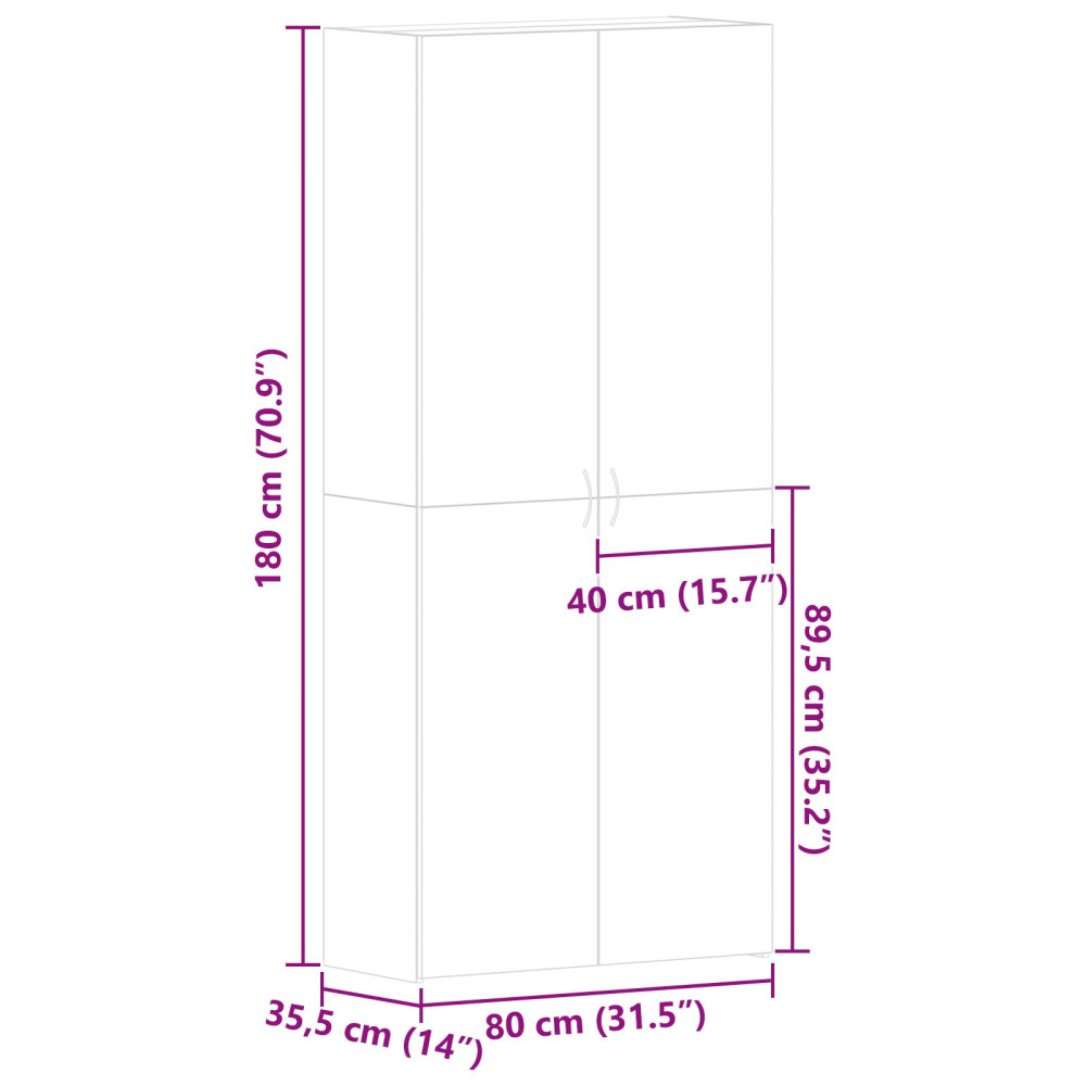 Produktbild för Skoskåp med hylla Brun 80 x 35.5 x 180 cm Konstruerat trä