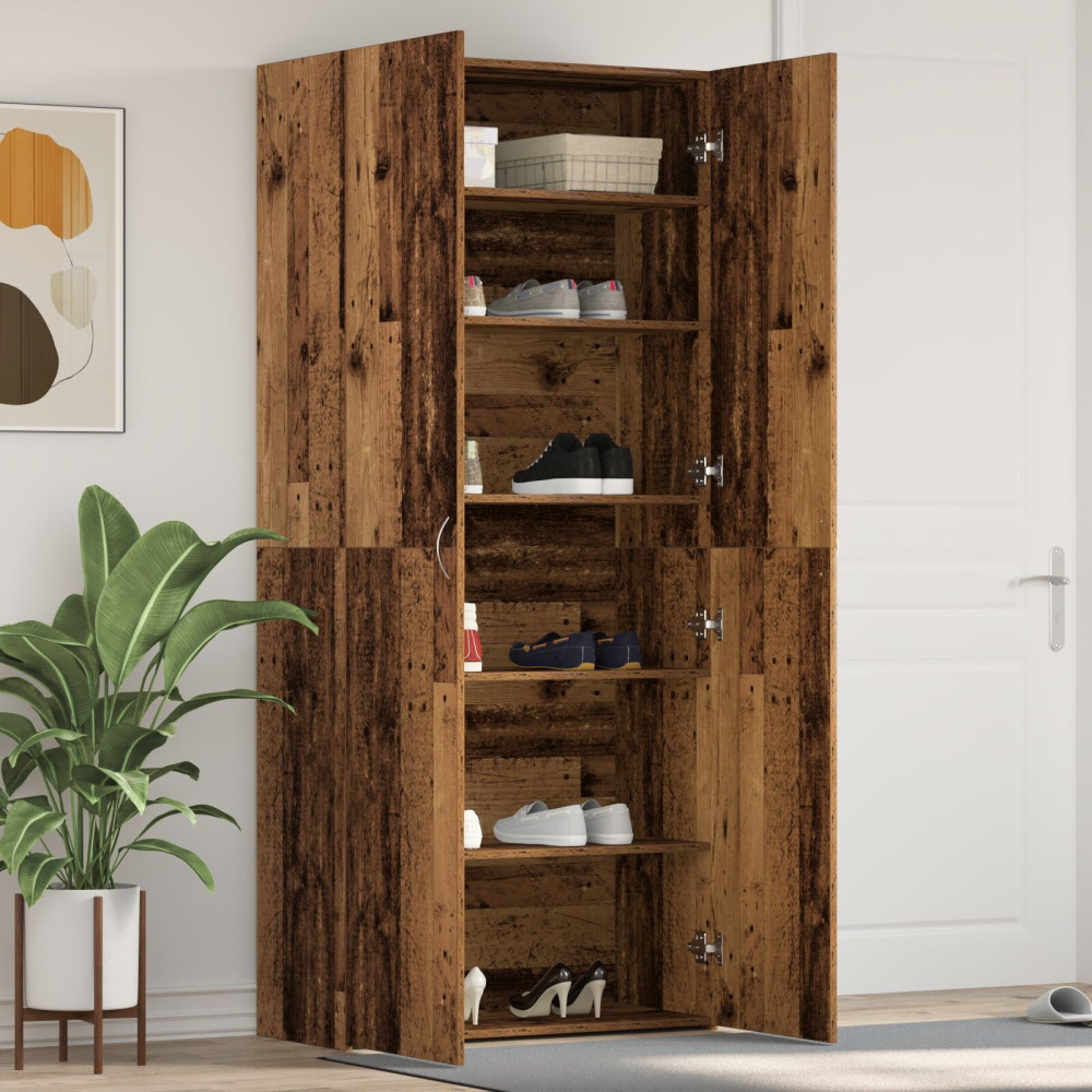 Produktbild för Skoskåp med hylla Brun 80 x 35.5 x 180 cm Konstruerat trä