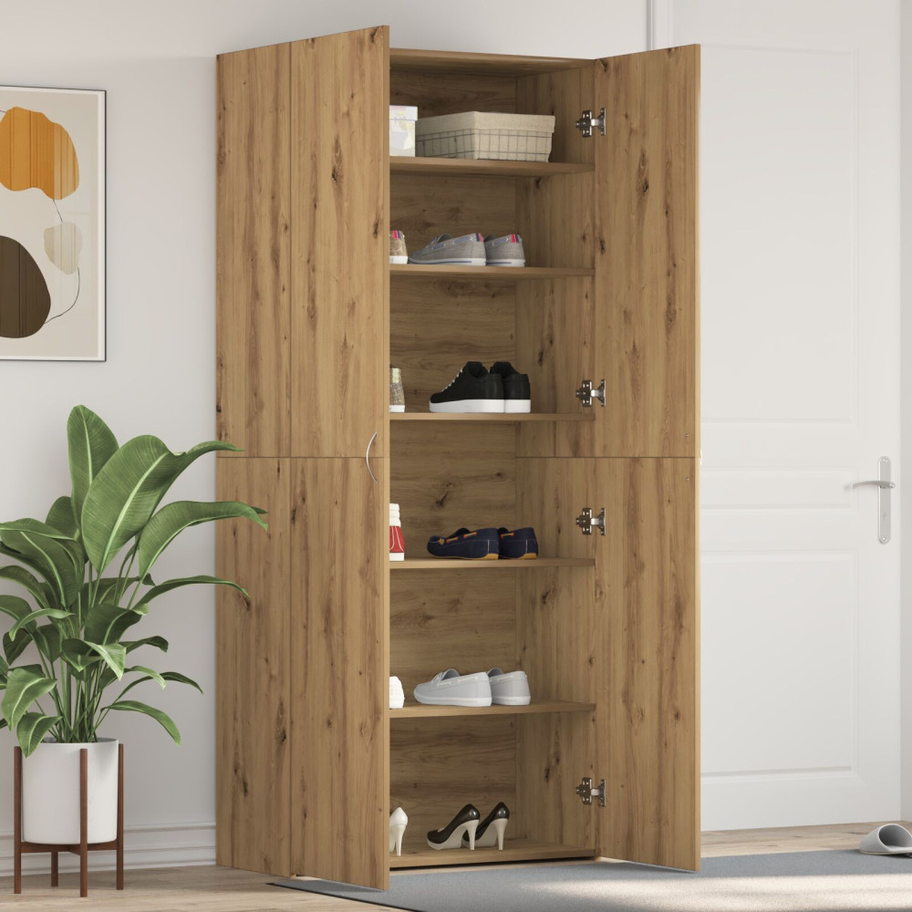Produktbild för Skoskåp med hylla Brun 80 x 35.5 x 180 cm Konstruerat trä