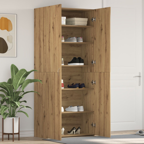 vidaXL Skoskåp med hylla Brun 80 x 35.5 x 180 cm Konstruerat trä