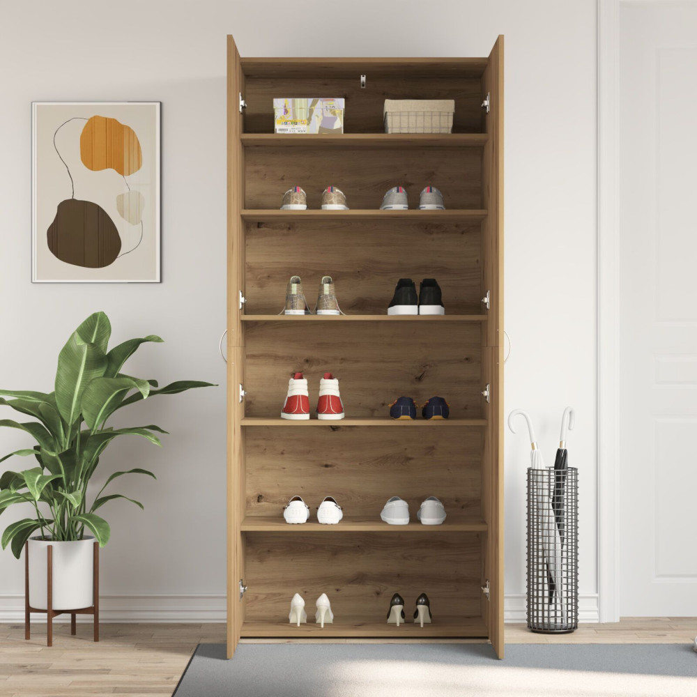 Produktbild för Skoskåp med hylla Brun 80 x 35.5 x 180 cm Konstruerat trä