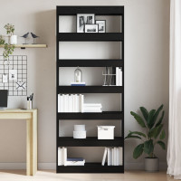 Produktbild för Bokskåp med hylla Svart Ek 80 x 30 x 198 cm Konstruerat trä