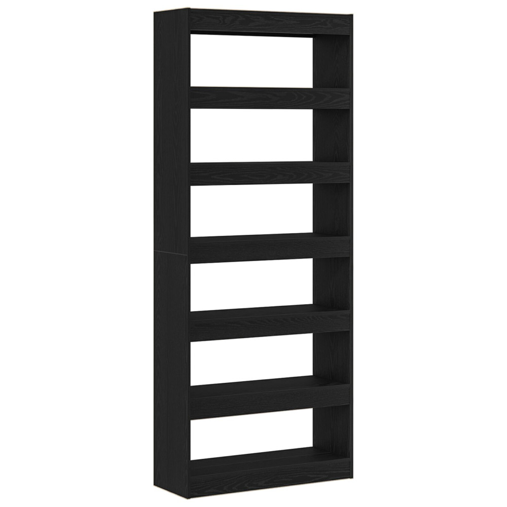 Produktbild för Bokskåp med hylla Svart Ek 80 x 30 x 198 cm Konstruerat trä
