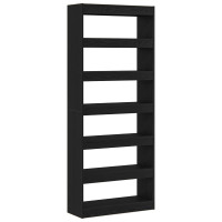 Produktbild för Bokskåp med hylla Svart Ek 80 x 30 x 198 cm Konstruerat trä
