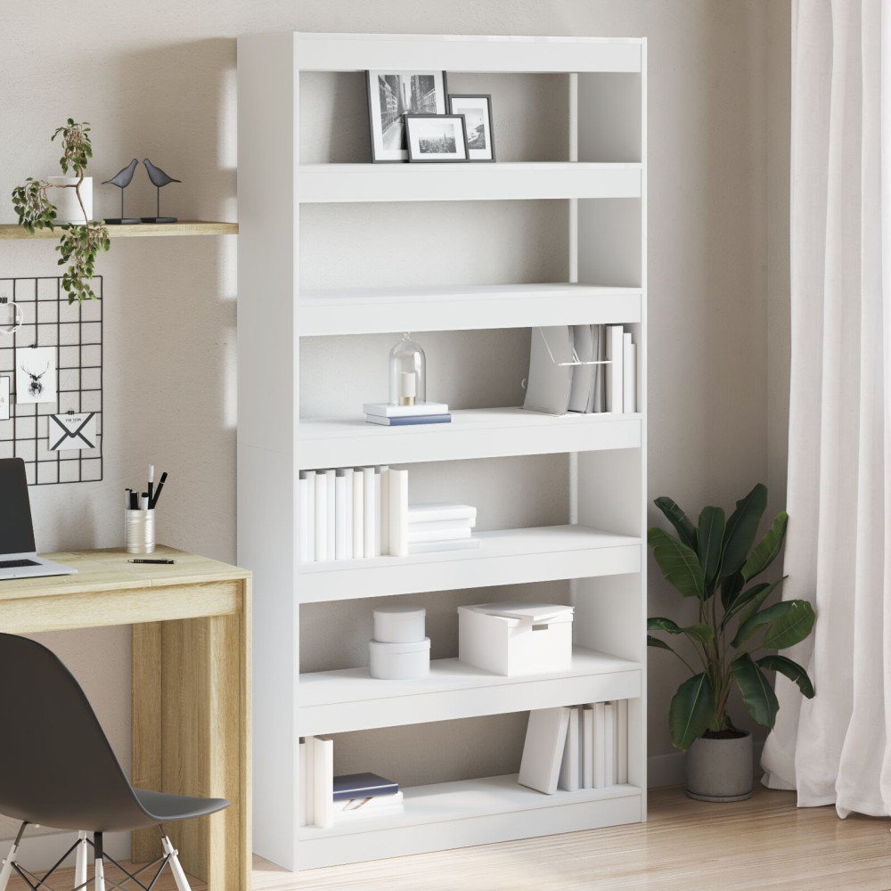 Produktbild för Bokskåp Vit 100 x 30 x 198 cm Konstruerat trä
