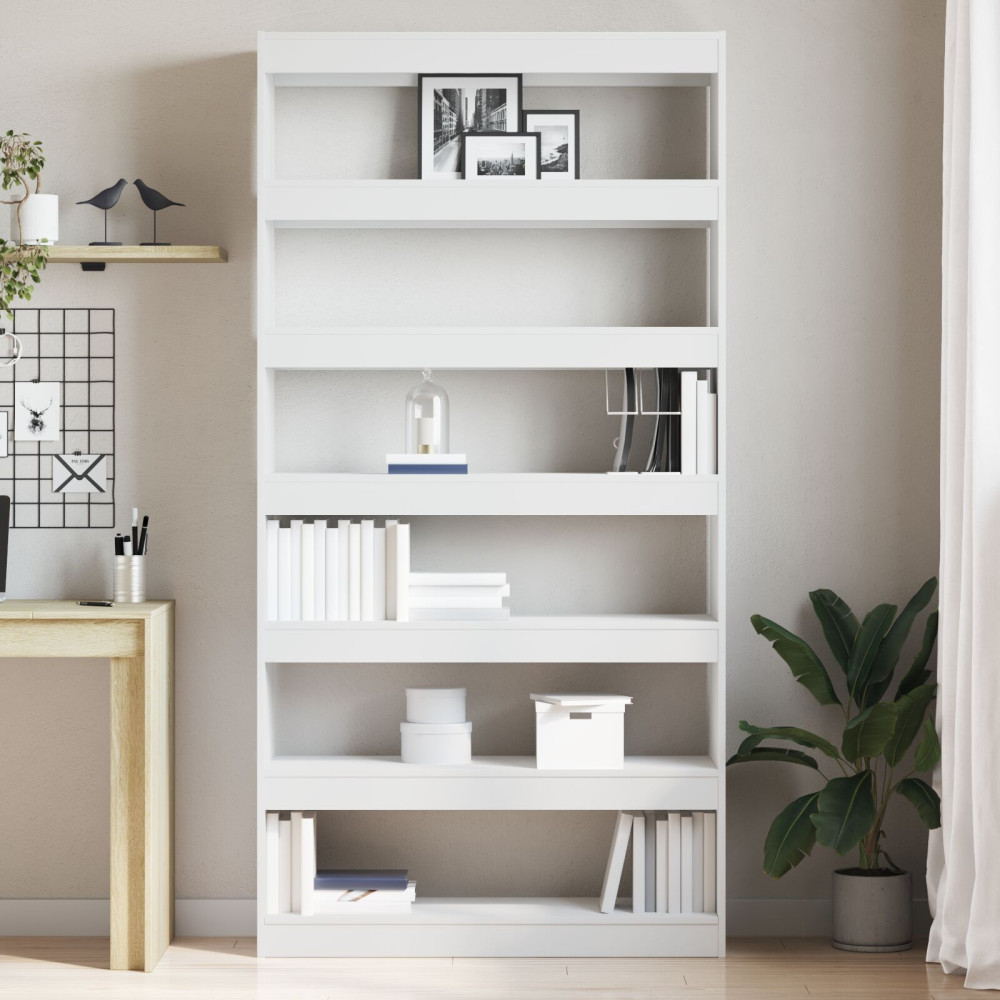 Produktbild för Bokskåp Vit 100 x 30 x 198 cm Konstruerat trä