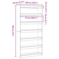 Produktbild för Bokskåp Vit 100 x 30 x 198 cm Konstruerat trä