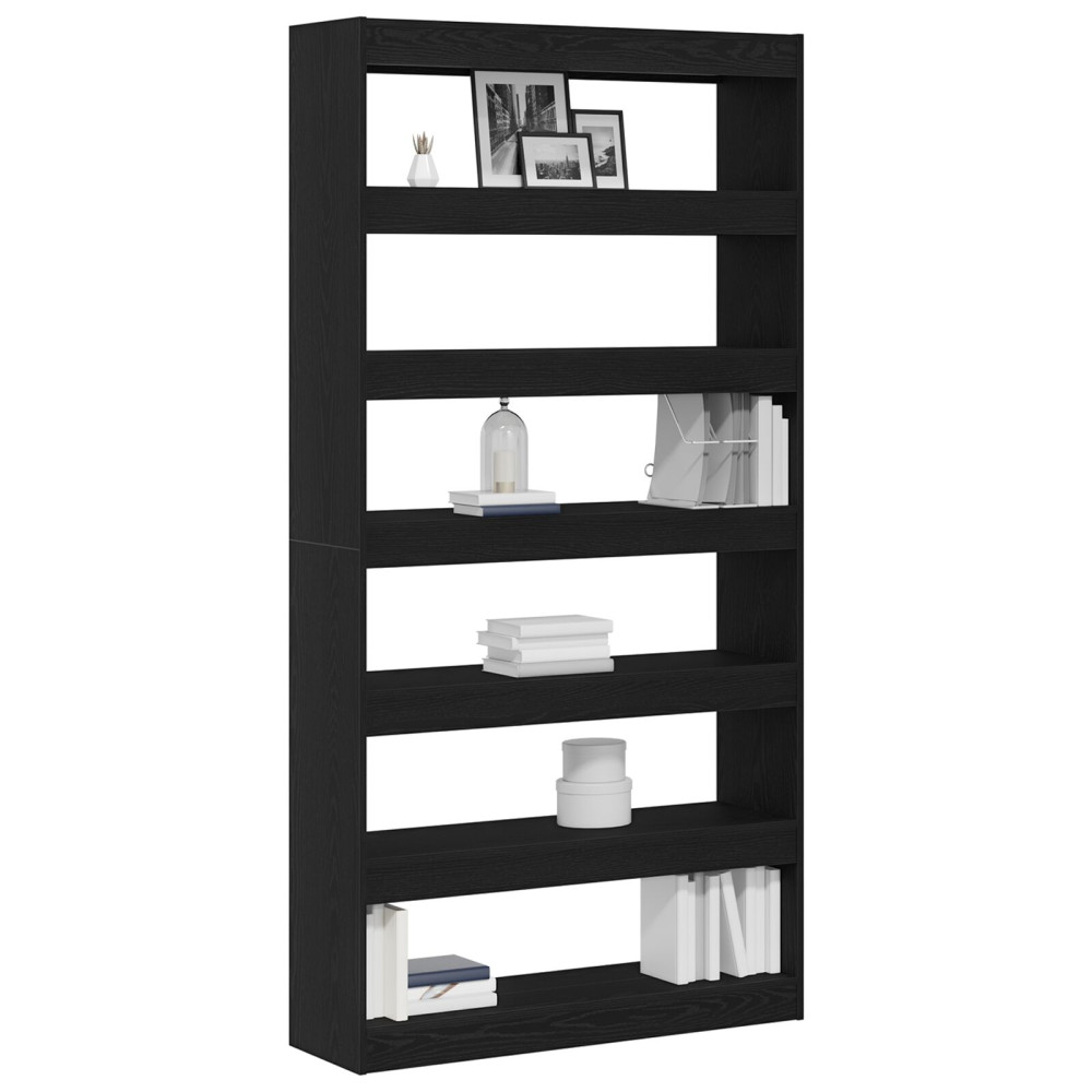 Produktbild för Bokskåp Svart Ek 100 x 30 x 198 cm Konstruerat trä