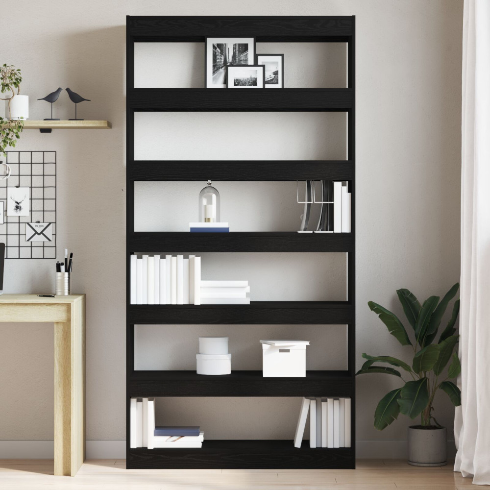 Produktbild för Bokskåp Svart Ek 100 x 30 x 198 cm Konstruerat trä