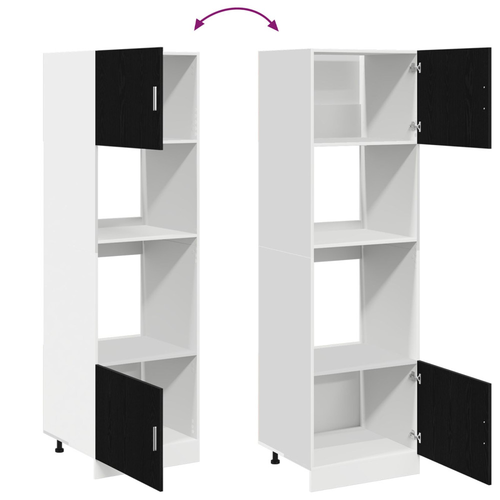 Produktbild för Hängande skåp Svart Ek 60 x 57 x 207 cm Konstruerat trä