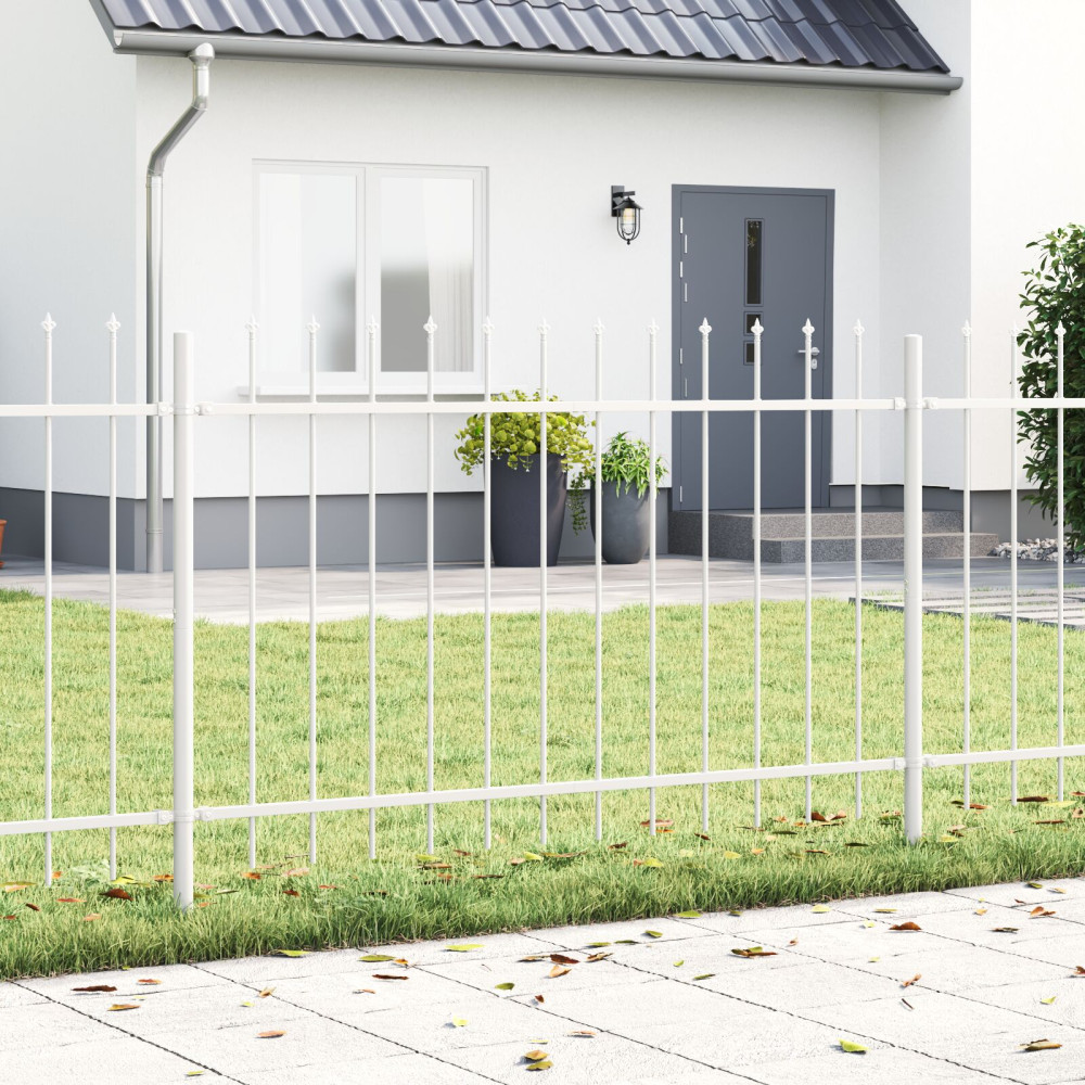 Produktbild för Trädgårdsstängsel 2 pcs Vit 3,4 x 1,2 m Pulverlackerad stål
