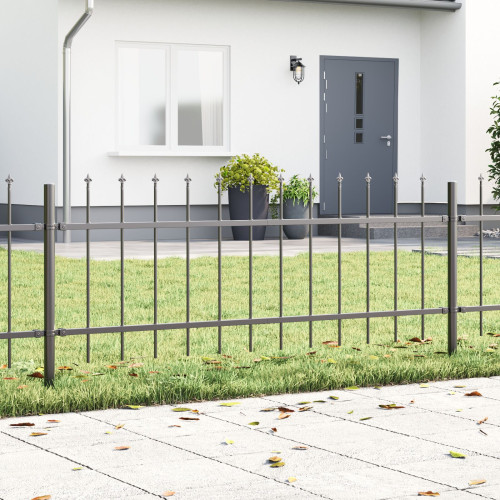 vidaXL Trädgårdsstängsel 6 pcs Grå 10,2 x 0,6 m Pulverlackerad stål