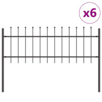 Produktbild för Trädgårdsstängsel 6 pcs Grå 10,2 x 0,6 m Pulverlackerad stål