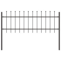 Produktbild för Trädgårdsstängsel 6 pcs Grå 10,2 x 0,6 m Pulverlackerad stål