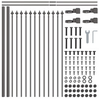 Produktbild för Trädgårdsstängsel 6 pcs Grå 10,2 x 0,6 m Pulverlackerad stål