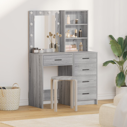 vidaXL Smyckebord med låda 2 pcs Grå 50 x 41 x 135 cm Konstruerat trä
