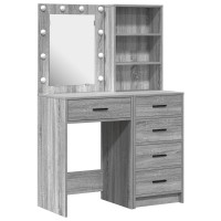 Produktbild för Smyckebord med låda 2 pcs Grå 50 x 41 x 135 cm Konstruerat trä