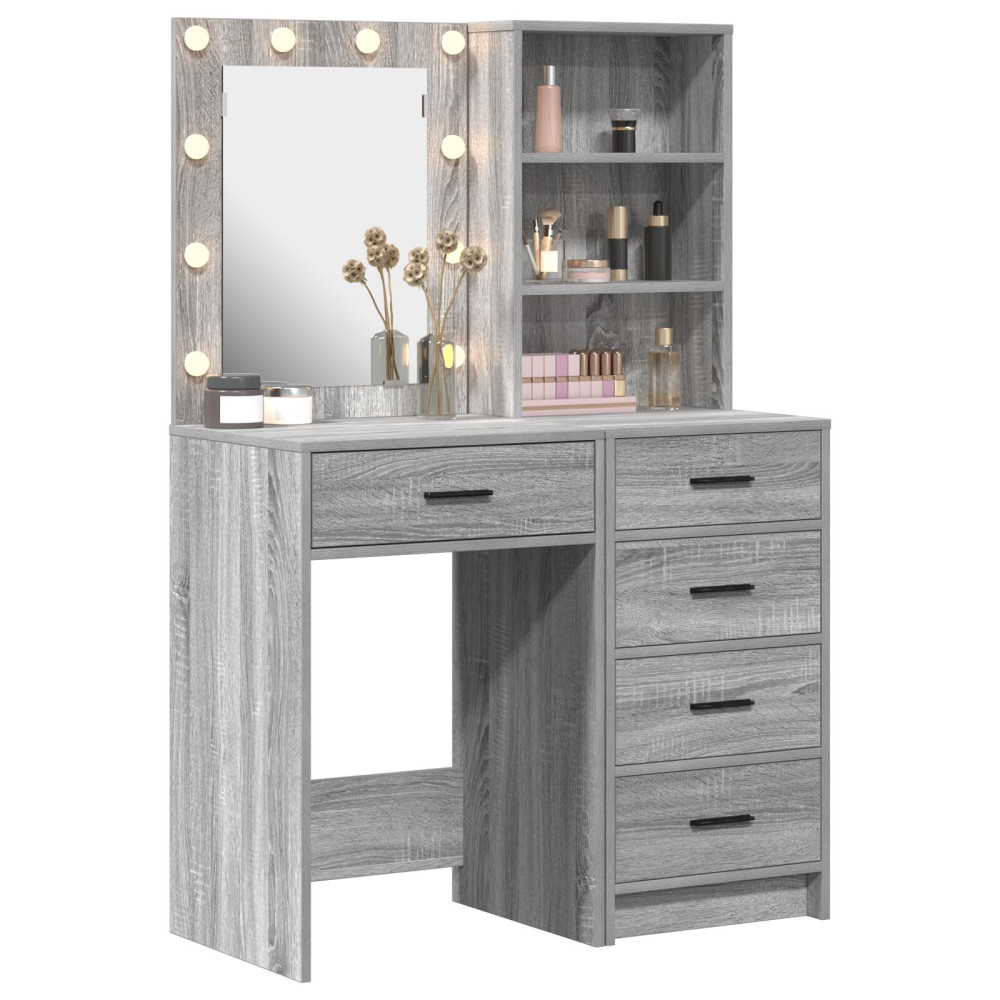 Produktbild för Smyckebord med låda 2 pcs Grå 50 x 41 x 135 cm Konstruerat trä