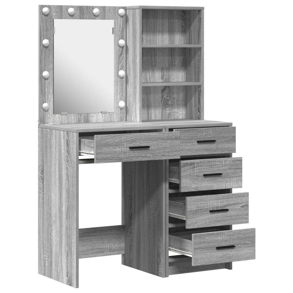 Produktbild för Smyckebord med låda 2 pcs Grå 50 x 41 x 135 cm Konstruerat trä