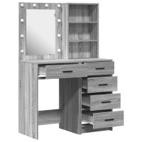 Produktbild för Smyckebord med låda 2 pcs Grå 50 x 41 x 135 cm Konstruerat trä