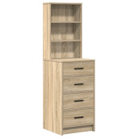 Produktbild för Smyckebord med spegelbelysning 3 pcs Sonoma-ek Konstruerat trä