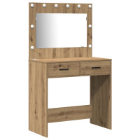 Produktbild för Smyckebord med spegelbelysning 3 pcs Artisan Ek Konstruerat trä
