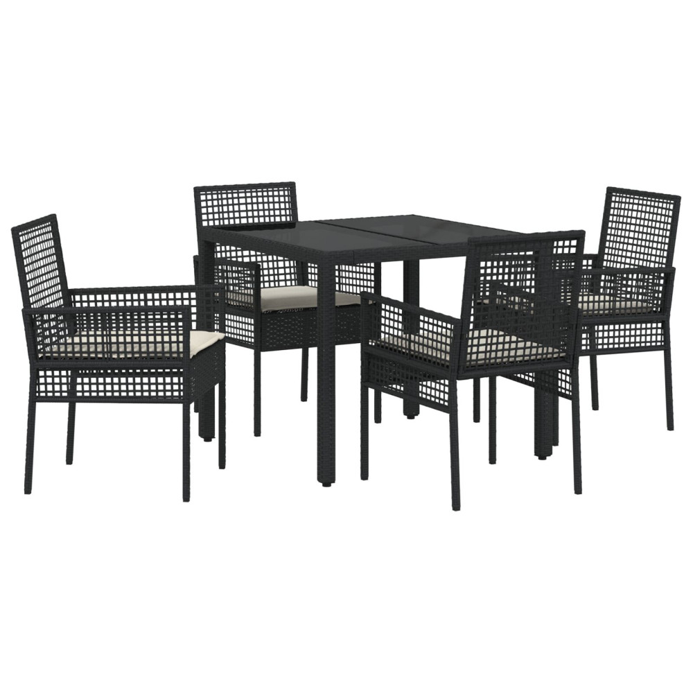 Produktbild för Trädgårdsmöbelset 5 pcs Svart konstrotting