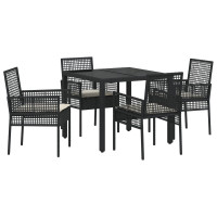 Produktbild för Trädgårdsmöbelset 5 pcs Svart konstrotting