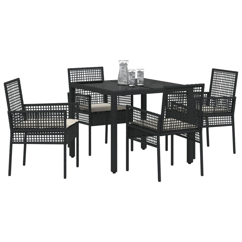 Produktbild för Trädgårdsmöbelset 5 pcs Svart konstrotting