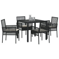 Produktbild för Trädgårdsmöbelset 5 pcs Svart konstrotting