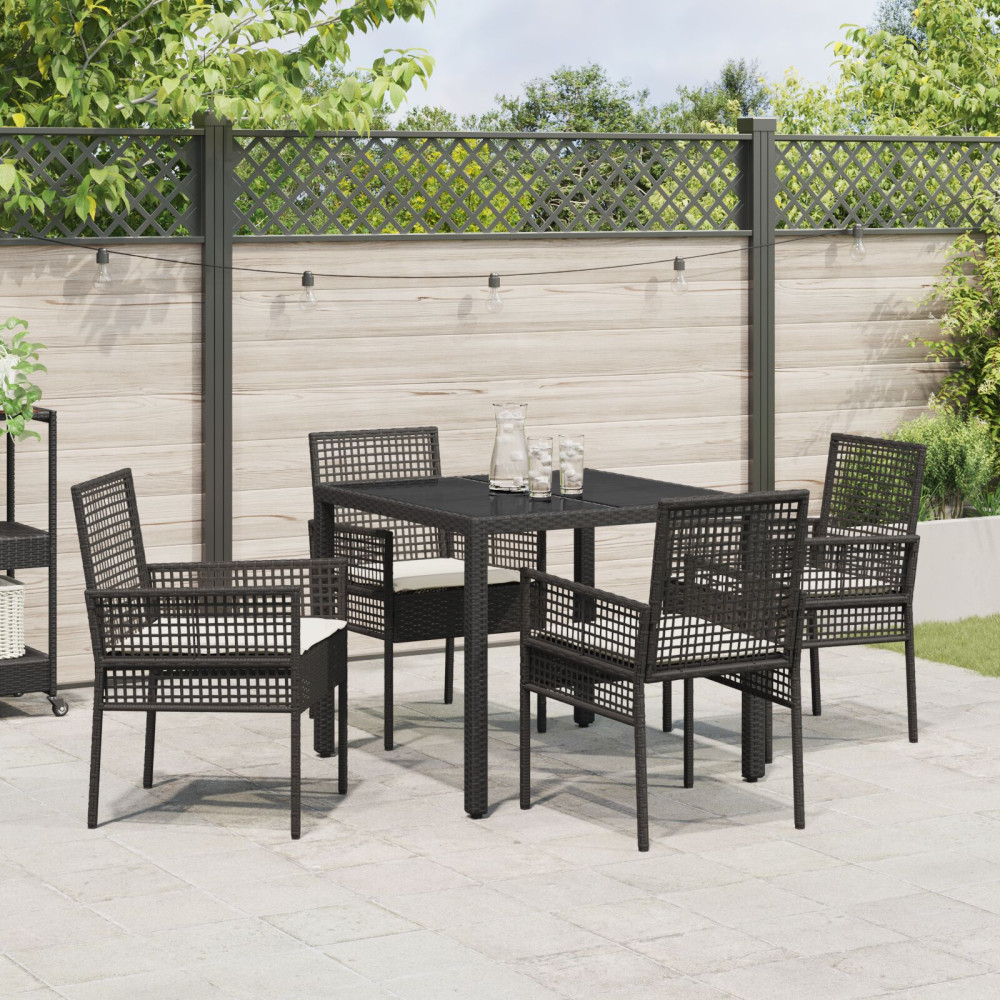 Produktbild för Trädgårdsmöbelset 5 pcs Svart konstrotting