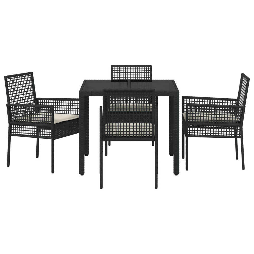 Produktbild för Trädgårdsmöbelset 5 pcs Svart konstrotting