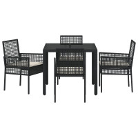 Produktbild för Trädgårdsmöbelset 5 pcs Svart konstrotting