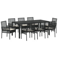 Produktbild för Trädgårdsmöbelset 9 pcs Svart konstrotting