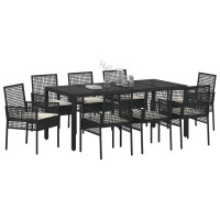 Produktbild för Trädgårdsmöbelset 9 pcs Svart konstrotting