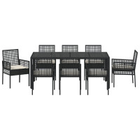 Produktbild för Trädgårdsmöbelset 9 pcs Svart konstrotting