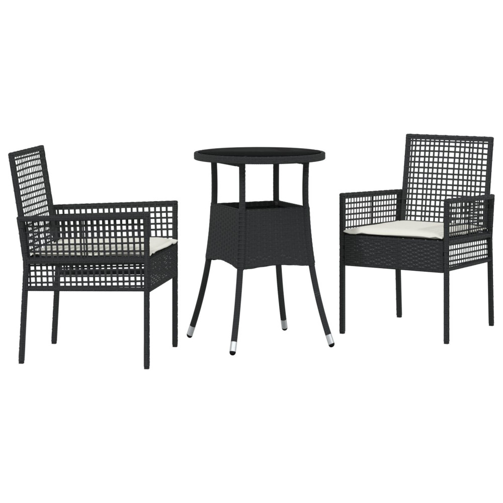 Produktbild för Trädgårdsmöbelset 3 pcs Svart konstrotting