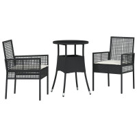 Produktbild för Trädgårdsmöbelset 3 pcs Svart konstrotting