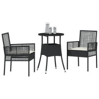 Produktbild för Trädgårdsmöbelset 3 pcs Svart konstrotting