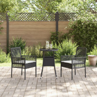 Produktbild för Trädgårdsmöbelset 3 pcs Svart konstrotting