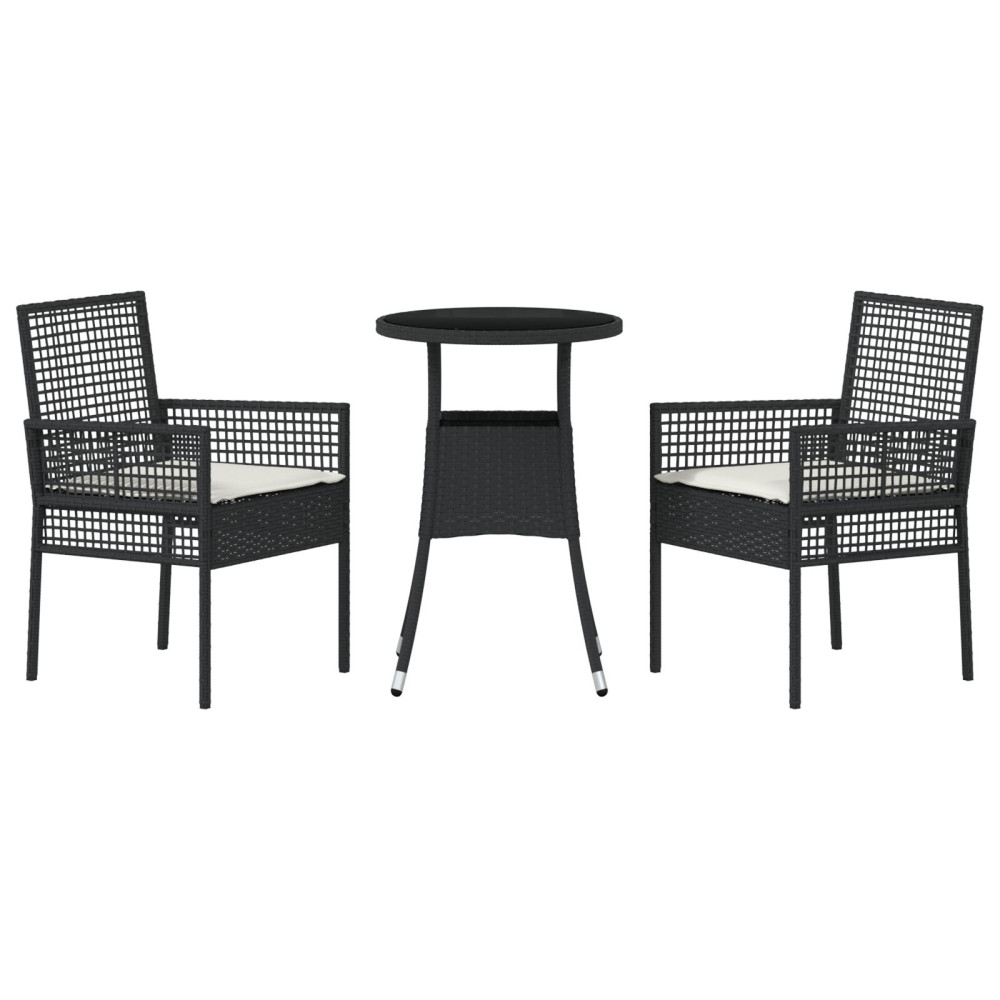 Produktbild för Trädgårdsmöbelset 3 pcs Svart konstrotting