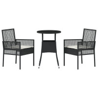 Produktbild för Trädgårdsmöbelset 3 pcs Svart konstrotting