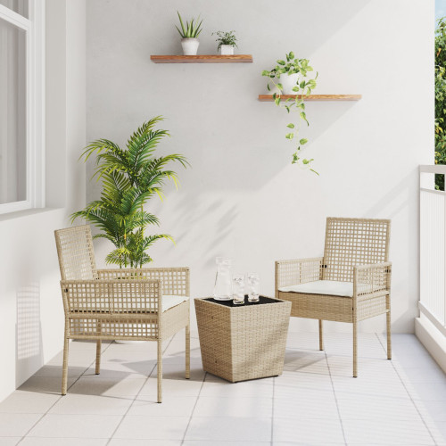 vidaXL Trädgårds Bistro Set 3 pcs Beige konstrotting