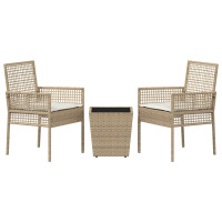 Produktbild för Trädgårds Bistro Set 3 pcs Beige konstrotting