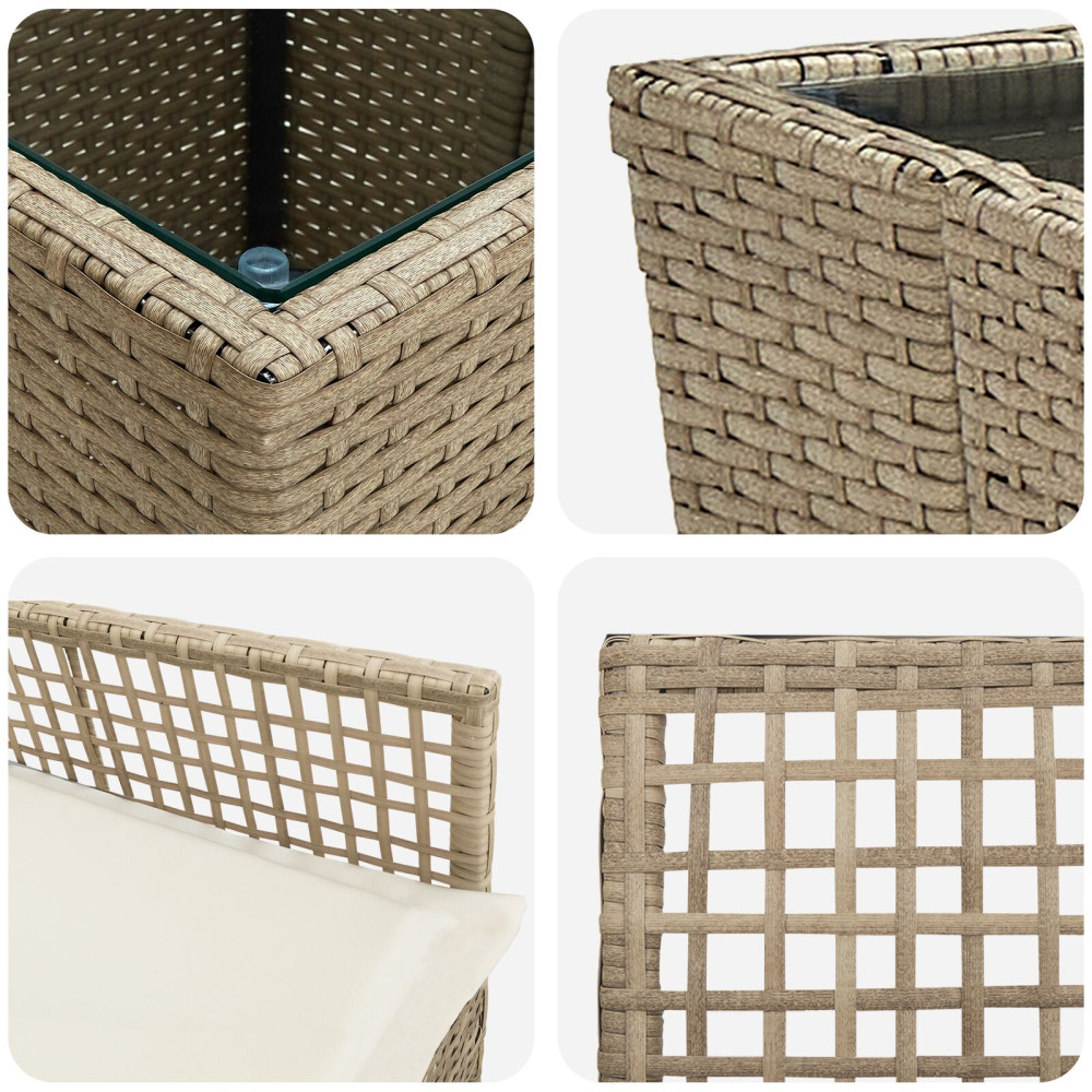 Produktbild för Trädgårds Bistro Set 3 pcs Beige konstrotting