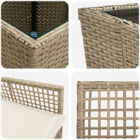 Produktbild för Trädgårds Bistro Set 3 pcs Beige konstrotting