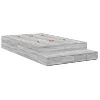 Produktbild för Förvaringssängram med låda Grå Sonoma 120 cm Konstruerat trä