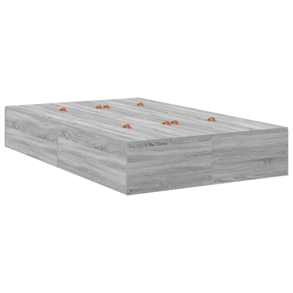 Produktbild för Förvaringssängram med låda Grå Sonoma 120 cm Konstruerat trä