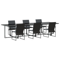 Produktbild för Trädgårdsmöbelset 7 pcs Svart Stål